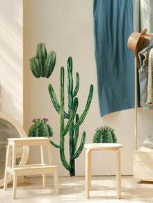 1/2pcs Multi-Size PVC Self-Adhesive Removable Wall Stickers, Minimalist Cactus, Potted Plants, Bird Of Paradise, Succulent Decor Stickers, Suitable For Bedroom, Living Room, Study, Dining Room, Bathroom, Home Wall Decor