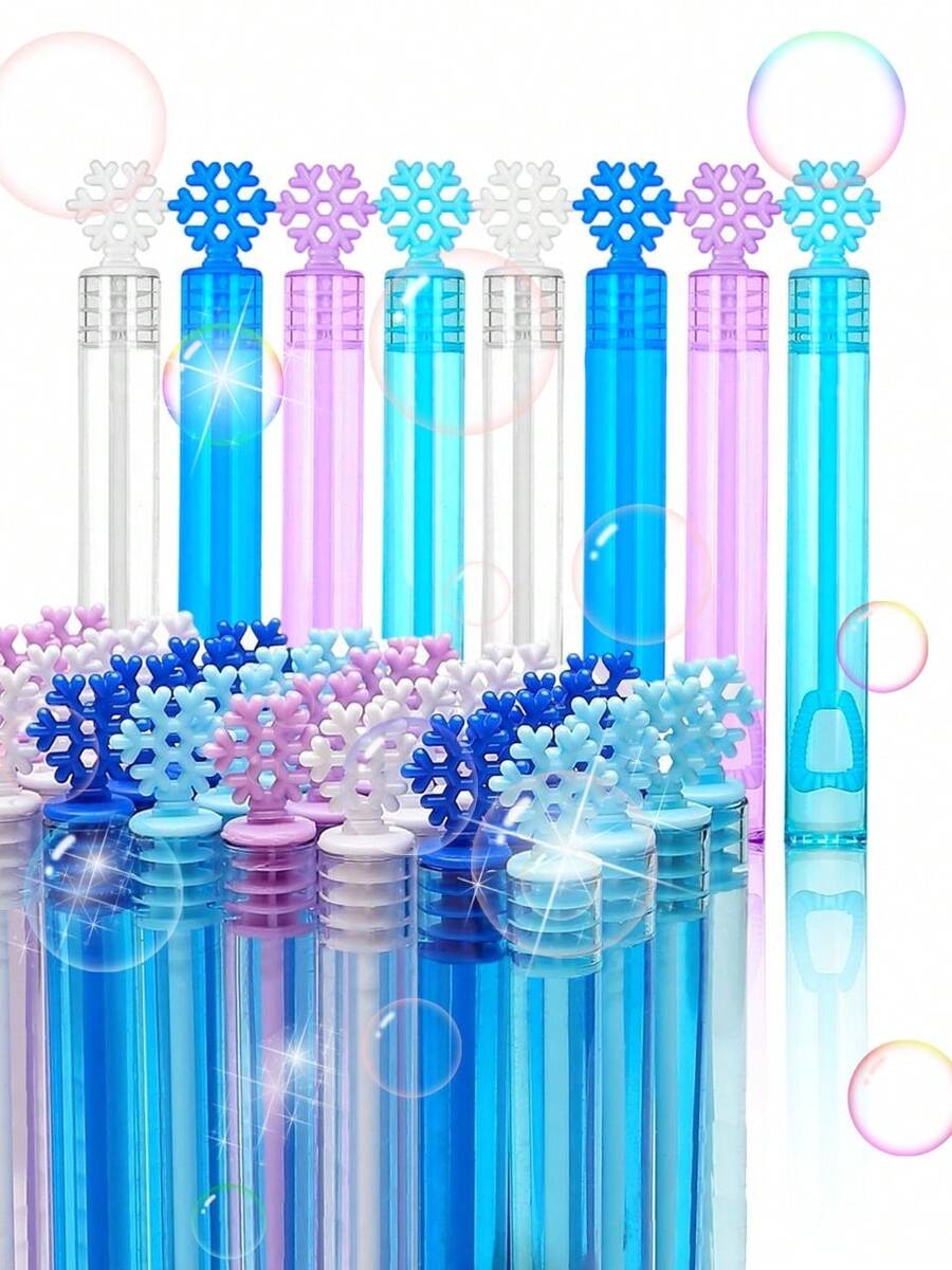120支雪花泡泡棒，彩色手动泡泡管，手持迷你泡泡机玩具，派对礼品，适用于婚礼、生日、情人节、圣诞节、新娘送礼会和户外休闲活动（不含泡泡液）