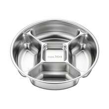 304 Stainless Steel Thick-Walled Compartmentalized Serving Plate For Kitchen, Ginger, Garlic, And Scallion, Household Partitioned Serving And Seasoning Tray