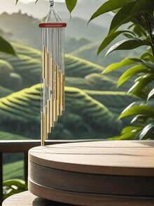 23in Outdoor Wind Chime, Rotating Wind Chime With 12 Aluminum Alloy Tubes And Hooks, Music Wind Chime, Outdoor Garden Decoration Wind Chime Pendant, Birthday Party Decoration, Home Decoration Pendant, Porch Decoration Wind Chime, Holiday Party Decoration, Bedroom Decoration, Shopping Mall Window Decoration Wind Chime Pendant, Commemorative Gift For Family And Friends - Multicolor - View 10