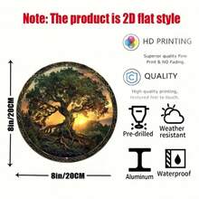 Vintage Tree Of Life Round Aluminum Wall Art, High-Quality 2D Print Decorative Sign Perfect Gift For Housewarming & Art Lovers--Wall Sculptures - Multicolor - View 7