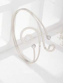 1pc Women's Silver Sunflower Textured Open Cuff Bracelet, Sexy & Elegant, Suitable For Vacation & Casual Wear