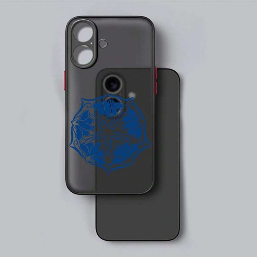 Funda de Teléfono Transparente Mate con Impresión de Patrón de Círculo Azul para Apple 14 13 8 SE Pro Plus Mini - Colores mixtos - Ver 1