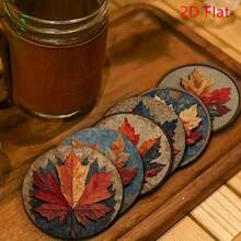 6件/套木质杯垫，适用于各种商业空间，客厅，厨房，餐厅，送礼，1套6件，300套1800件 - 彩色 - 查看 3