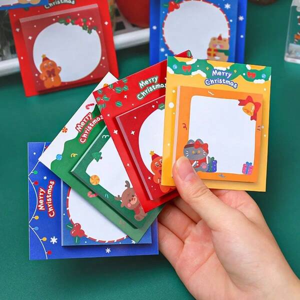 12 Stücke 6*6cm Cartoon Weihnachts Schreibnotizen, Weihnachtsgeschenk kreative Schulmaterialien für Studenten, süße Memo Zettel