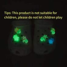 发光鞋配件套装，可爱的 3D 卡通海龟可拆卸发光装饰部件，发光沙滩鞋吊坠，派对和节日的完美礼物