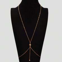 1pc Rhinestone Star Pendant Gold Body Chain, Sexy Beach Bikini Body Chain For Women - Yellow Gold - View 3