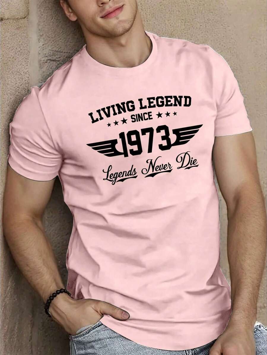 Manfinity Homme Camiseta casual de ajuste entallado con cuello redondo y manga corta con estampado de letra para hombre
