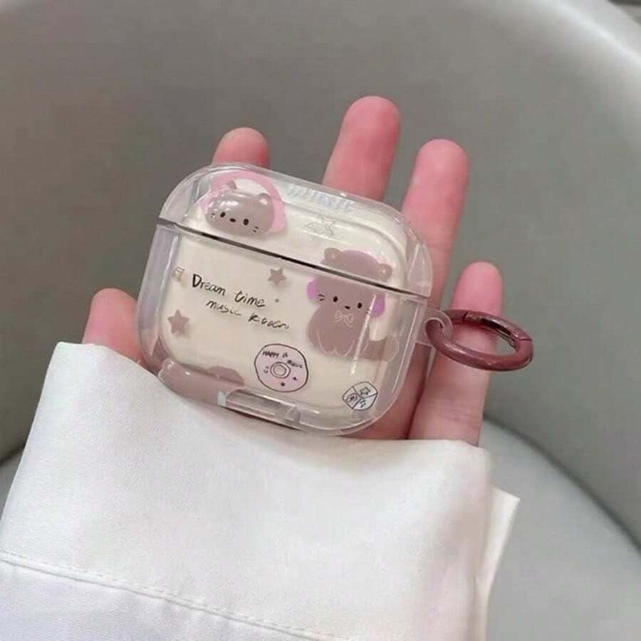 猫耳设计保护壳适用于 Apple 无线耳机，防摔防刮 - 無色 - 查看 1