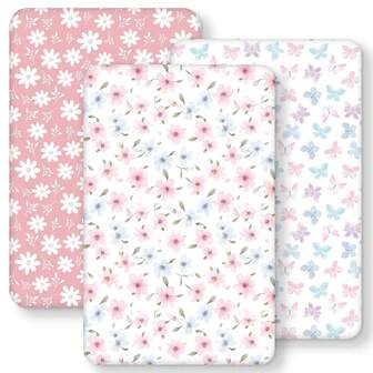 Bedside Bassinet Sheets For Baby Boys Girls, Compatible With Mika Micky, Baby Delight, Dream On Me, AMKE And Other Bassinet Mattress Pads Size Between 17-21 In Width, 29-33 In Length, And 1.5-4 In Thick