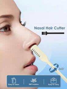 1/4 pieza(s) Recortador de pelo de nariz manual - Rotación de 360° para un uso fácil Experiencia de recorte cómoda y precisa Recorta fácilmente el cabello nasal de difícil acceso
