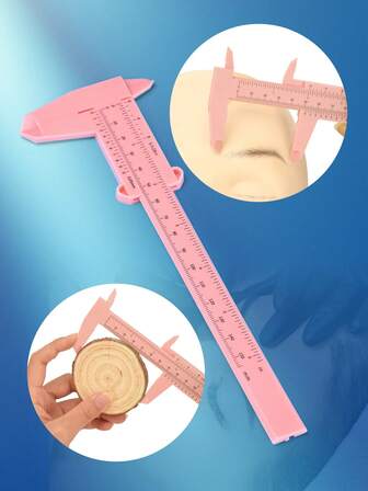 1支150mm粉色塑料游标卡尺，用于定位、刺绣、眉间距测量