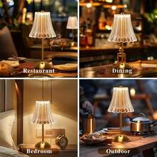 2-Piece Set Of Vintage Crystal Dimmable LED Table Lamps, Geometric Desktop Lighting, Three-Color Dimmable USB Charging, Suitable For Bedroom Atmosphere, Living Room, Office, Reading And Relaxation, Indoor Bedside Ambient Light, Bedroom, Holiday And Sports Themes, Optional Single Pack - 1 PC - 查看 7