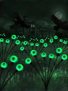 Solar Powered Eyeball Ground Stake Light - Green/Purple Lighting, Spooky Eyeball, Solar Powered With Flickering Twisting Firefly Effect, Waterproof IP44, Outdoor Pathway Light For Halloween Decor, Undetachable Photovoltaic Module, Suitable For Garden, Yard And Lawn LED Outdoor Decorative Lighting, Solar Path Lighting, Creepy Atmosphere Decoration!