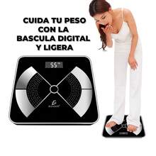 Báscula Digital Inteligente Peso Corporal hasta 180kg Báscula Electrónica Smart Body Fat Scale Conexión App Precisión para Salud Gimnasio Casa Vidrio Templado - Negro - Ver 3