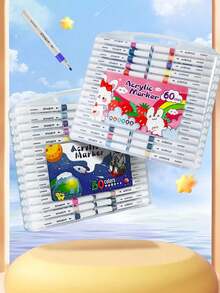 5pcs/9pcs/10pcs/12pcs/24pcs Acrylic Marker Pens, Children's Art Graffiti Pens, Waterproof Acrylic Marker Pens, Opaque Layerable Watercolor Pens, Random Delivery