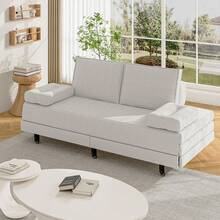 Sofá cama 2 en 1, 90/180*200 cm, extensible y plegable, sofá de salón, multifuncional, lino, blanco, gris