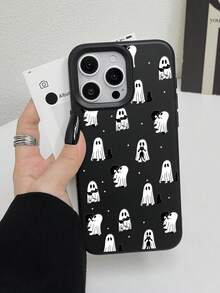 1pc Cat Ghost Hollow Camera Lens Protective Phone Case, Retro Cute Contrast Color Printing, Shockproof, Suitable For Apple 11 12 13 14 11Pro Max 12Pro Max 13Pro Max 14Pro Max XR 15 15Pro 15Pro Max 16 16Pro 16Pro Max - Multicolor - View 3