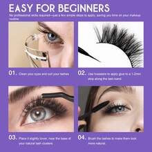 7pcs/10pcs Transparent Stem Half-Strip Eyelashes, Natural Cat Eye Makeup, Extended Tail Lashes, Fluffy Soft Faux Mink Lashes, Natural Makeup, Suitable For Daily Makeup, Beauty Blogger Makeup YP003 - Black - View 10
