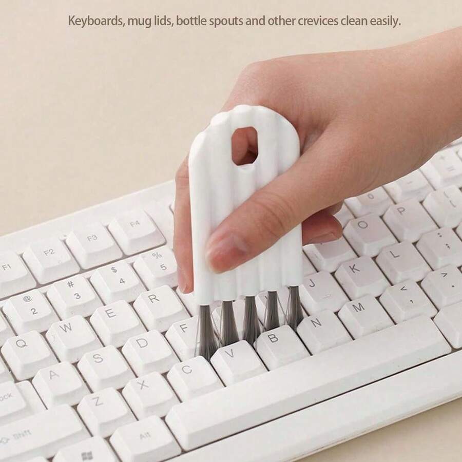 5pcs Multipurpose Computer Cleaning Kit: Soft Brush Keyboard Cleaner, Crevice Duster And Keycap Cleaner, Thermal Bottle Cap Cleaning Brush, Curved Handle Deep And Shallow Groove Keyboard Cleaner, Baby Bottle Brush, Desktop Cleaning Set, Multifunctional Brush Back To School