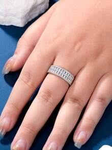 AIHUASI 1 chiếc nhẫn đính hôn bạc Sterling 925 đính kim cương Moissanite sang trọng dành cho nữ 1.0*1.0mm 0.85 carat cắt tròn lấp lánh màu D VVS1 Nhẫn cưới đính hôn Moissanite Promise Nhẫn vĩnh cửu Trang sức cao cấp Quà tặng Valentine - Bạc - Xem 3
