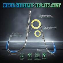 MAFIMOEA 20 piezas Juego de Anzuelos para Camarones, Anzuelos de Pesca de Acero al Carbono con Barbas para Agua Dulce y Salada, Cebo para Camarones, Adecuado para Lubina, Bagre, etc.