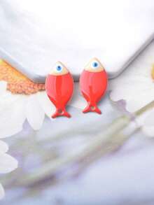 6 قطع سحر أسماك صغيرة ملونة من النحاس مطلي بالمينا على الوجهين للأقراط والقلائد وصناعة المجوهرات والديكور