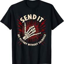 NOVO! Camiseta Send It No Victory Without Sacrifice Skeleton D Yoyo P-3XL- - 黑色3 - 查看 1
