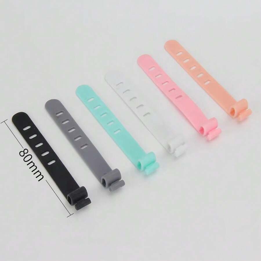 Assorted Color Cable Organizer, Random Color Earphone Wire Winder, Cable Ties, Soft Rubber Straps - Multicolor - View 1