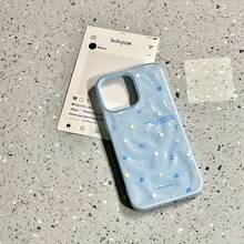 Funda azul y rosa con diseño brillante de meteorito arrugado. Resistente a golpes. Compatible con phone 16 Pro, 15, 14 Plus, 13, 12 y 11. Ideal para Año Nuevo, Pascua, Halloween o para regalar a amigos y familiares. - Azul - Ver 3