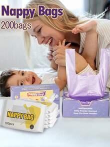 100pcs/200pcs Per Box Baby Diaper Disposal Bags, Easy To Handle Babies' Diaper - Multicolor - View 10