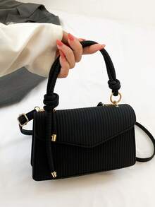 New Retro Mini Square Bag Small Unique Design Textured Crossbody Shoulder Handbag For Women - Black - View 6