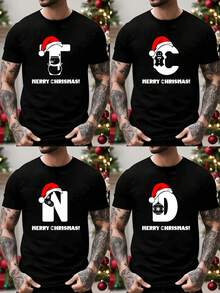 Personalisiertes lässiges, weites Herren T-Shirt in Weihnachtsdesign. Fügen Sie den gewünschten Text hinzu, um Ihr personalisiertes, bedrucktes T-Shirt als Weihnachtsgeschenk zu gestalten - ein Weihnachtsgeschenk für Freund/ihn/Ehemann/Freundin/sie/Ehefrau. Valentinstag-Geschenk, Jahrestags-Geschenk, Hochzeitsgeschenk, Geschenk für den besten Freund, dekorativ, einzigartig, individuell, ideal für Familie, Freunde, für Feiertage, für den Urlaub - Schwarz - Übersicht 2