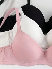 3 buc lenjerie intimă fără cusături pentru femei, sutien fără fer cu ridicare și suport lateral, sutien minimalist casual respirabil