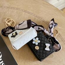 Luxury Handbag Faux Leather Coin Purse Bag Keychain Earphone Case For Airpods 2 3 Pro 2 - trắng - Xem 9