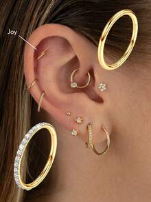 20 modelos de anillos de nariz de titanio G23 con circonita incrustada para mujeres, 16G, adecuados para el septo nasal, el labio, el trago, la hélice, la aurícula, el cartílago de la oreja, el oído, el aro de la oreja, joyería de perforación, diámetro de 8 mm en plata y oro, adecuados para uso diario, fiestas, vacaciones, trajes de baño, tomar el sol, bares, bailes, reuniones, San Valentín, para hombres y mujeres