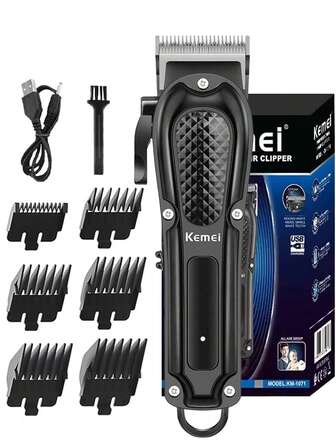 Kemei KM-1071 Professional Electric Hair Clipper - Adjustable Comb Haircut Accessory, USB Rechargeable Wireless Beard Trimmer, Men's Electric Hair Clipper, Suitable For Barbers And Stylists, Gift For Men