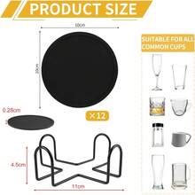 ¡Recomendado12 Piezas Posavasos para Mesa,Porta Vasos,Portavasos de Silicona Antideslizantes,Posavasos de Bebidas con Soporte Posavasos,Adapta Bar Hogar Restaurante Cafetería(Negro)¡Top de Temporada - 1 - Ver 4
