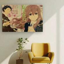 复古动漫装饰艺术海报 - 《声之形》风格墙面艺术印刷品，无框复古卡通海报，现代漫画牛皮纸挂饰，适用于卧室、客厅、家庭办公室 - 复古风格日本动画艺术品，适合室内展示，无框。您可以准备一个1/2英寸或更大的画框，以匹配您的墙绘；自行组装和安装，充分享受DIY的乐趣。秋冬馈赠佳品！