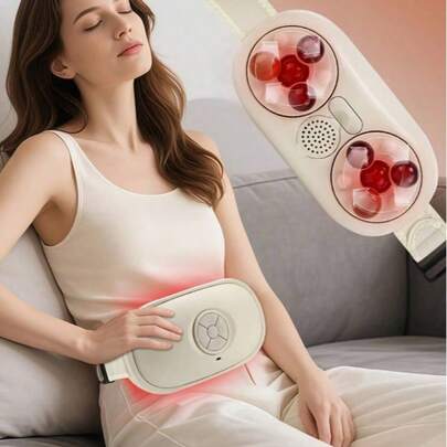 WWFW 3-Mode Adjustable Belt Massage Heating Pad, Red Light Therapy, Dual Kneading Discs + Acupressure Balls, 15-Minute Auto Shutoff