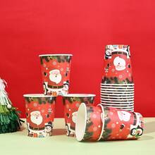 10/20/40/60 件，红色圣诞一次性 9 盎司纸杯，圣诞杯饮具节日圣诞派对用品，用于咖啡、圣诞派对的冷热饮品，圣诞节庆祝活动充满欢乐气氛，节日派对的节日饮水杯，用于咖啡果汁啤酒等纸质饮料 - 彩色 - 查看 4
