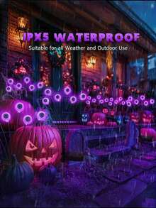 Solar Powered Eyeball Ground Stake Light - Green/Purple Lighting, Spooky Eyeball, Solar Powered With Flickering Twisting Firefly Effect, Waterproof IP44, Outdoor Pathway Light For Halloween Decor, Undetachable Photovoltaic Module, Suitable For Garden, Yard And Lawn LED Outdoor Decorative Lighting, Solar Path Lighting, Creepy Atmosphere Decoration!