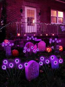 Solar Powered Eyeball Ground Stake Light - Green/Purple Lighting, Spooky Eyeball, Solar Powered With Flickering Twisting Firefly Effect, Waterproof IP44, Outdoor Pathway Light For Halloween Decor, Undetachable Photovoltaic Module, Suitable For Garden, Yard And Lawn LED Outdoor Decorative Lighting, Solar Path Lighting, Creepy Atmosphere Decoration!