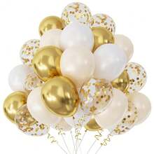 60 Pcs 12 Inch  Blue And Silver Balloons Light Blue White Latex Balloons With Chrome Metallic Silver Party Balloons For   Shower Bridal Baptism Winter Birthday Party Decorations-853880 - 金白 - 查看 2