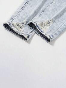 Men Ripped Skinny Jeans - Light Wash - View 4