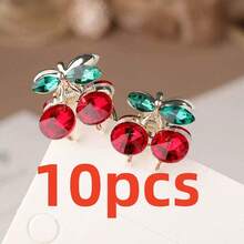 Claw Clip 2/5/10pcs Mini Red Rose Rhinestone Shiny Hair Clips, Princess Sparkling Hairpins For Bangs, Ponytail, Elegant Hair Accessories Autumn Accessories Fall Winter For Vacation Outfits Woman Flower Hair Clip