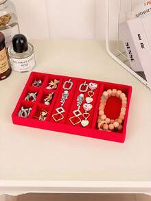 1pc Necklace Storage Box, Necklace Display Storage Tray, Flannel Jewelry Tray Ring Rack, Suitable For Necklaces, Pendants And Other Display Trays, Suitable For Girls Display Box Storage Necessities. - Multicolor - View 15