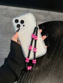Fashionable Pink Bow Beaded Keychain, Plastic Pendant Phone Lanyard, Wristlet For Backpack And Wrist - Multicolor - View 4