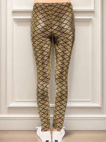 Leggings metálicos de sirena para niñas, adecuados para festivales, bailes y fiestas