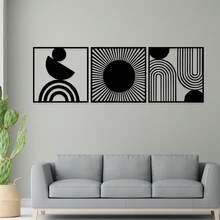 1pc/3pcs Modern Abstract Geometric Metal Wall Art - Contemporary Iron Hanging Ornaments For Living Room, Bedroom, Lounge - No Electricity Required, Featherless Home Decor Set
